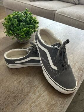 Vans Gray Slip-On Sneaker Mules with White Stripe